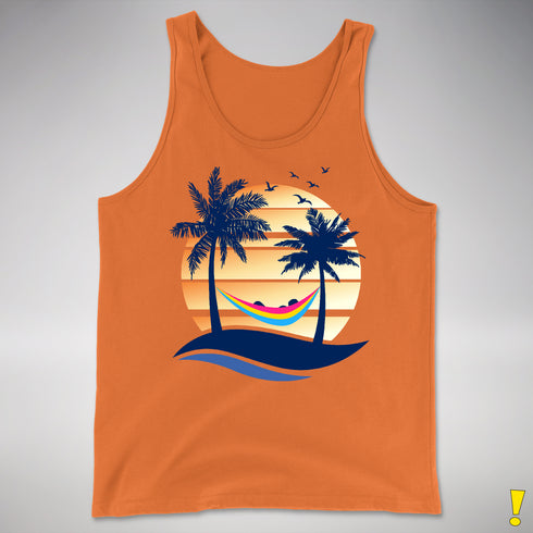 Pansexual Pride Hammock Summer Beach Sunset Premium Tank Top - Orange